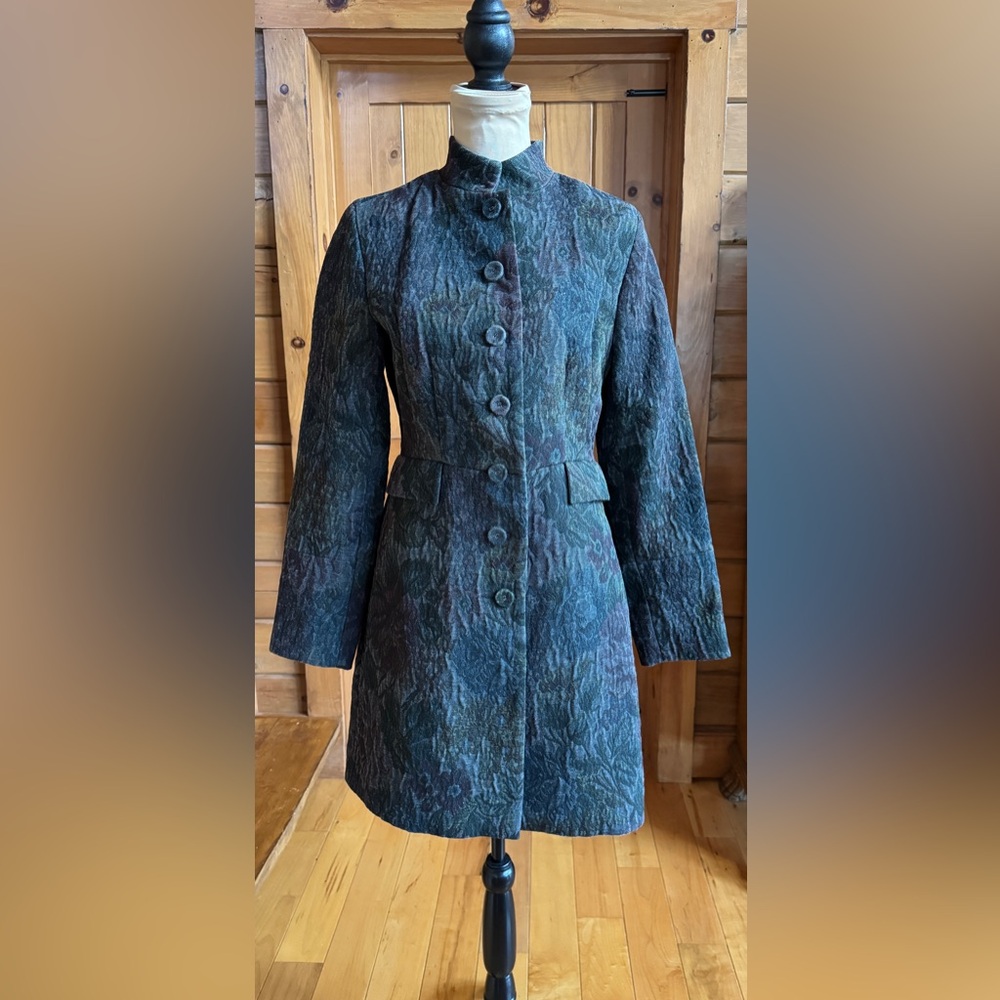 Nehru Mandarin Whimsigoth Steampunk Dark Academia Brocade Jacquard Lined Coat 8 - Picture 3 of 17
